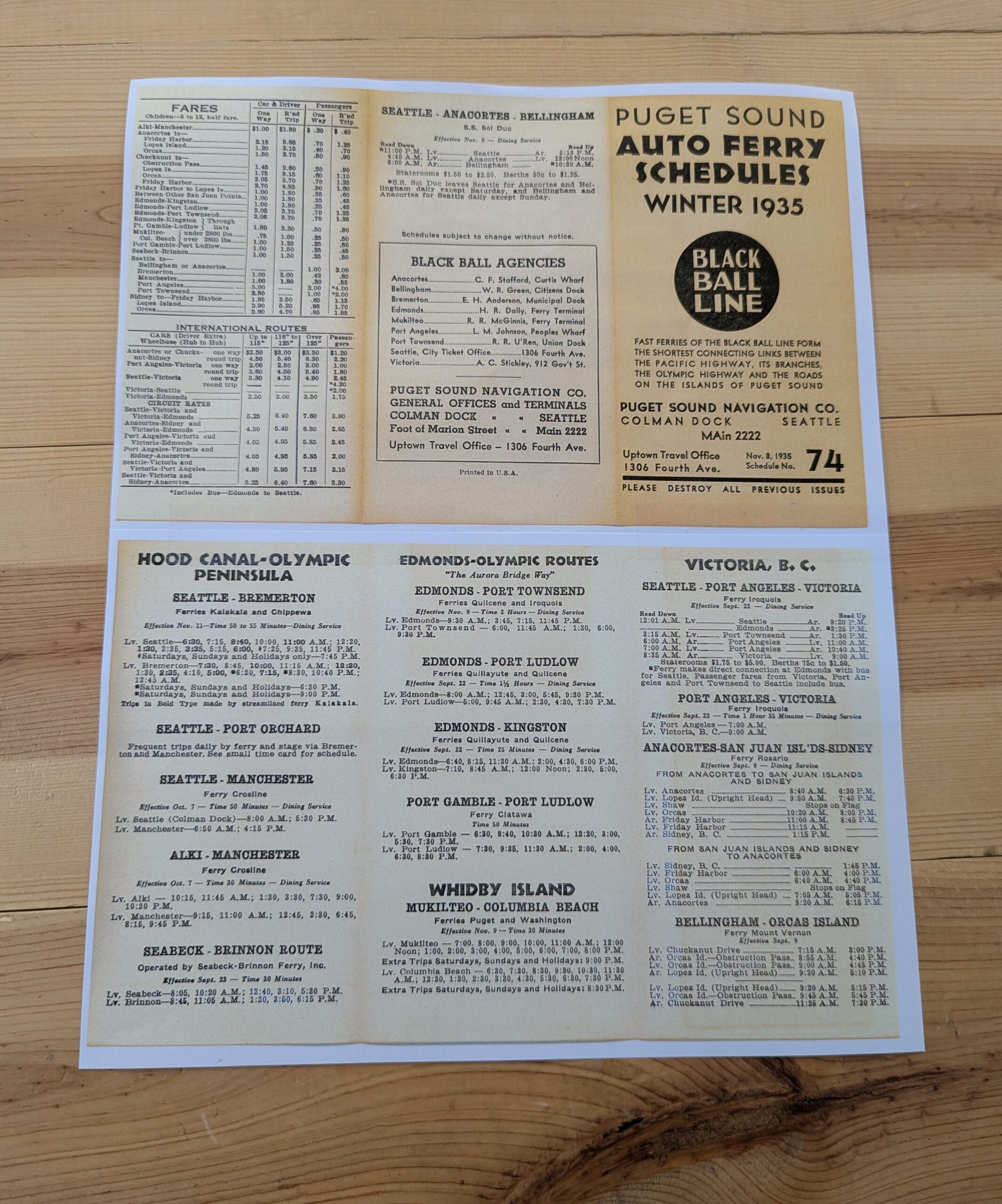 ferry schedule winter 1935