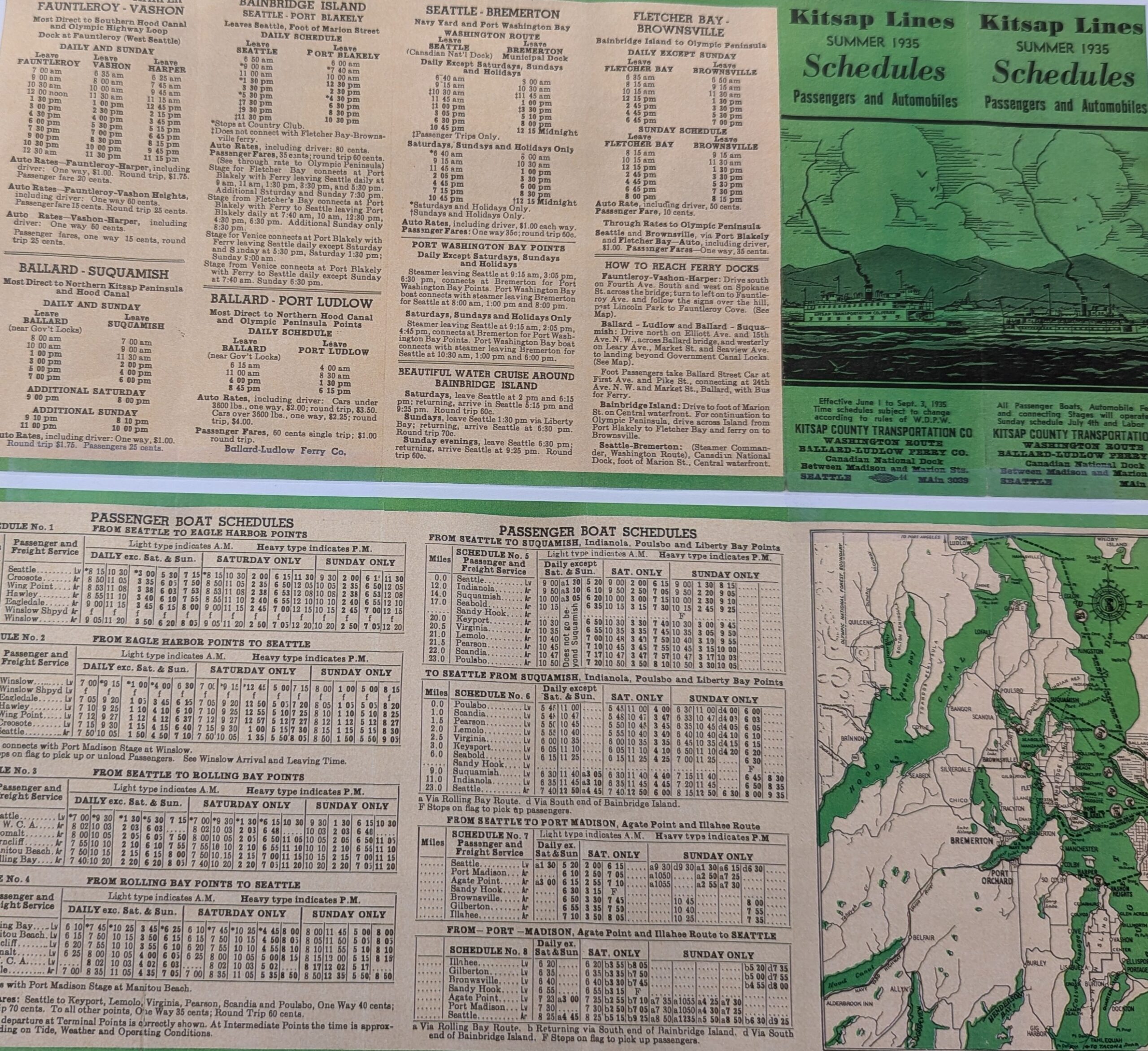 kitsap lines schedule summer 1935