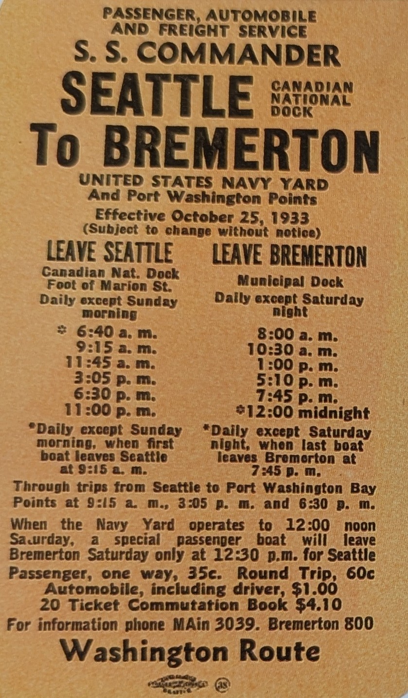 s s commander seattle to bremerton